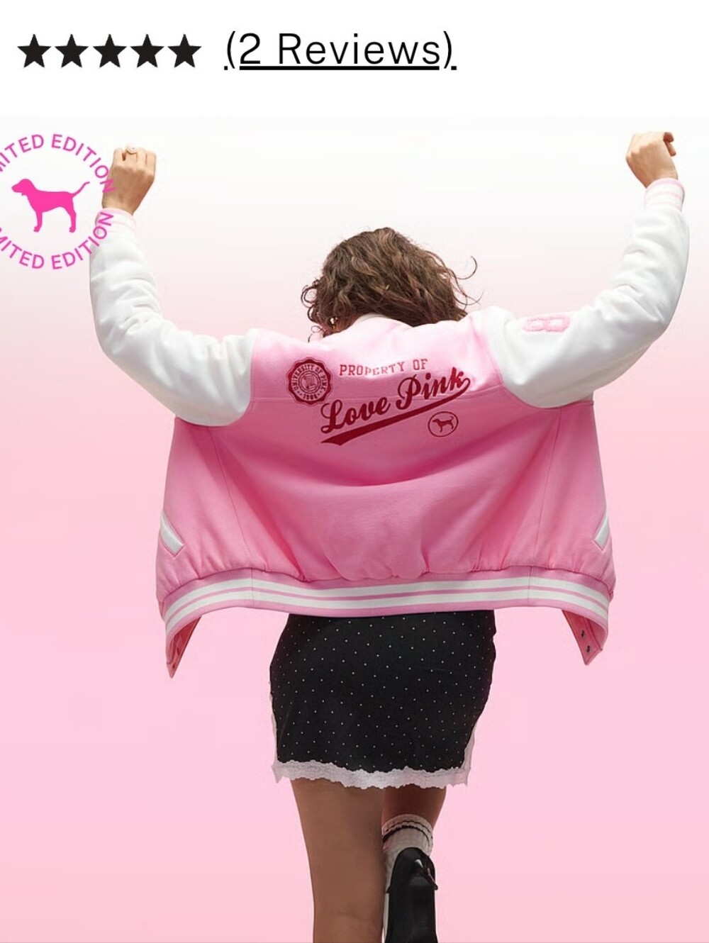 PINK VARSITY BOMBER JACKET Pink Friday NEW SMALL MSRP $179.95